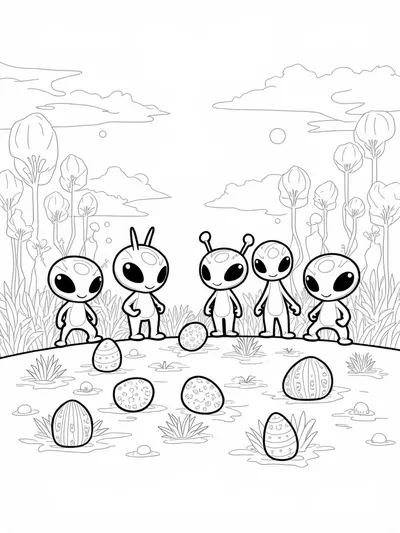 Aliens on an Easter egg hunt