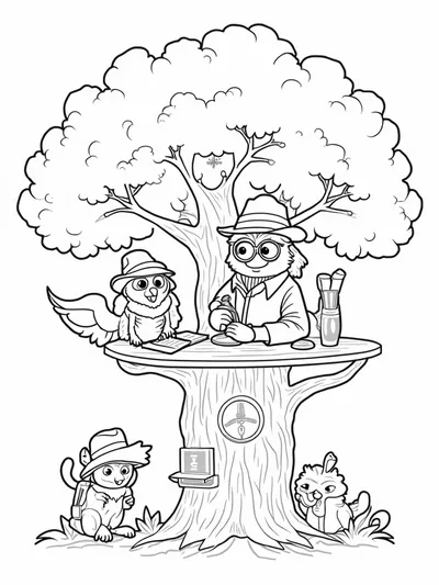 Animal superheroes in a treehouse