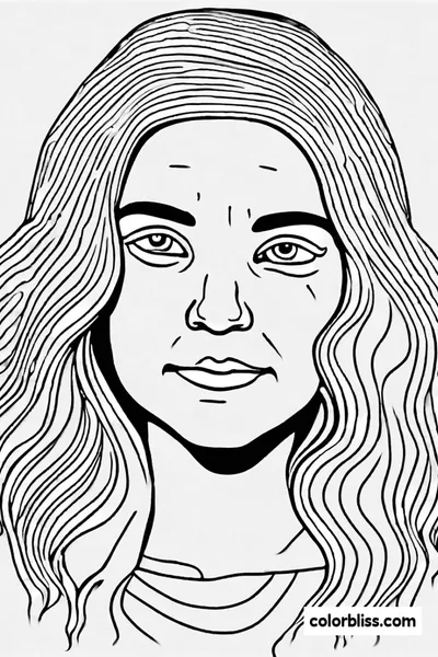 Serene Smiling Girl Coloring Page