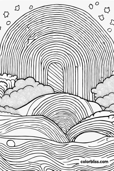 “Rainbow Archway and Clouds Coloring Adventure”