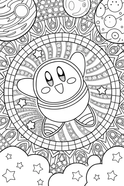 Kirby dancing in space