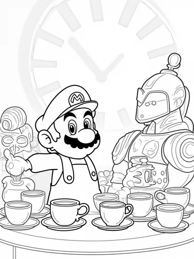 Mario at a time travel tea party