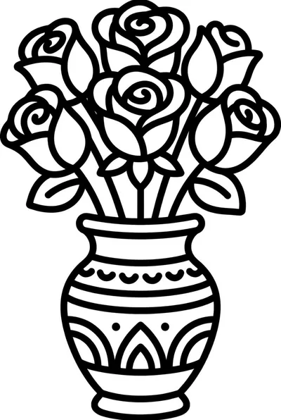 Rose Bouquet Delight Coloring Page