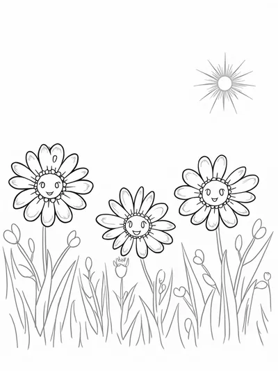 Dancing daisies in a sunny meadow