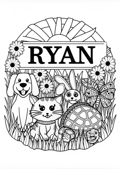 Ryan’s Animal Friends Coloring Page