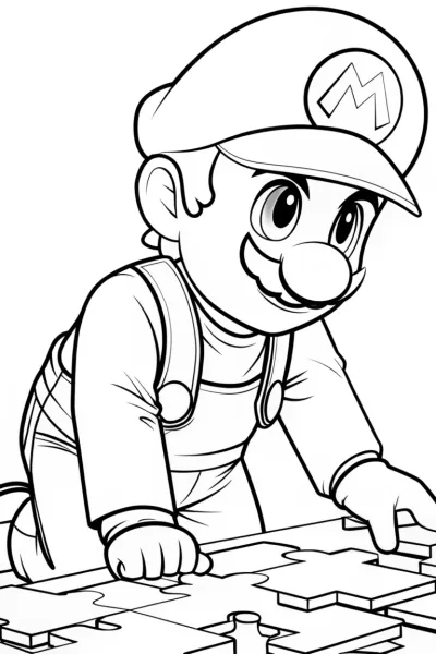 Mario solving a giant puzzle