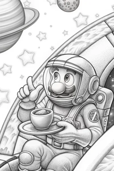 Luigi serves coffee in space