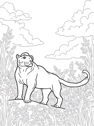 Black Panther in a magical jungle
