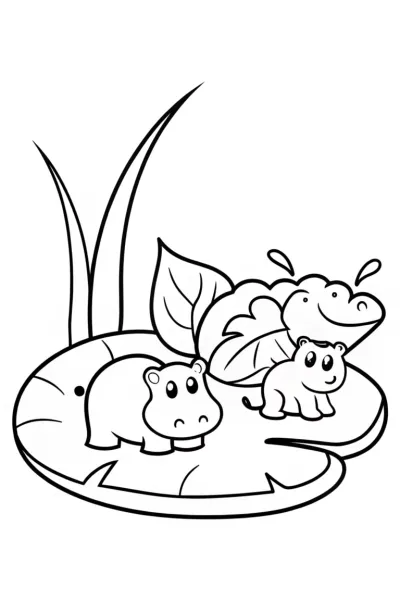 Animals on a floating leaf