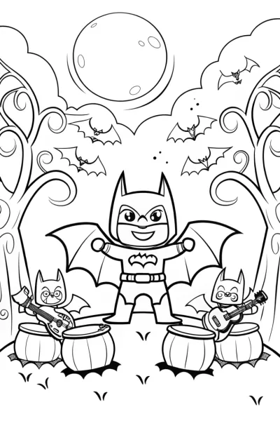 Batman and the Musical Bats Coloring Page