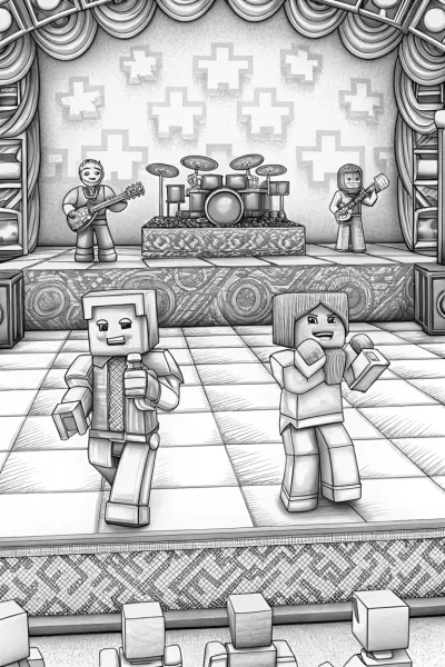 Minecraft characters in concert