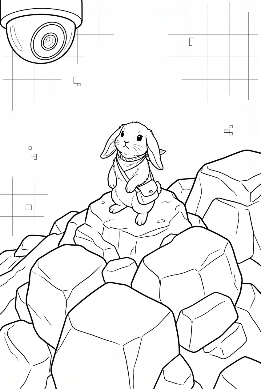 Example coloring page for the Security cam angle prompt