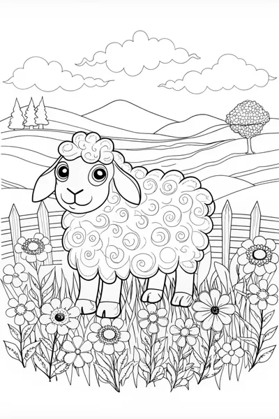 Majestic Sheep Coloring Page