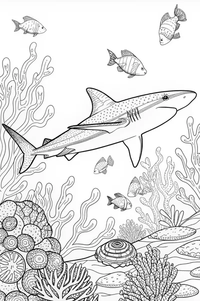 Shark’s Adventure at Sea Coloring Page