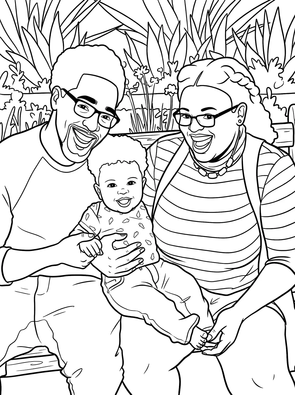 A cartoon style coloring page