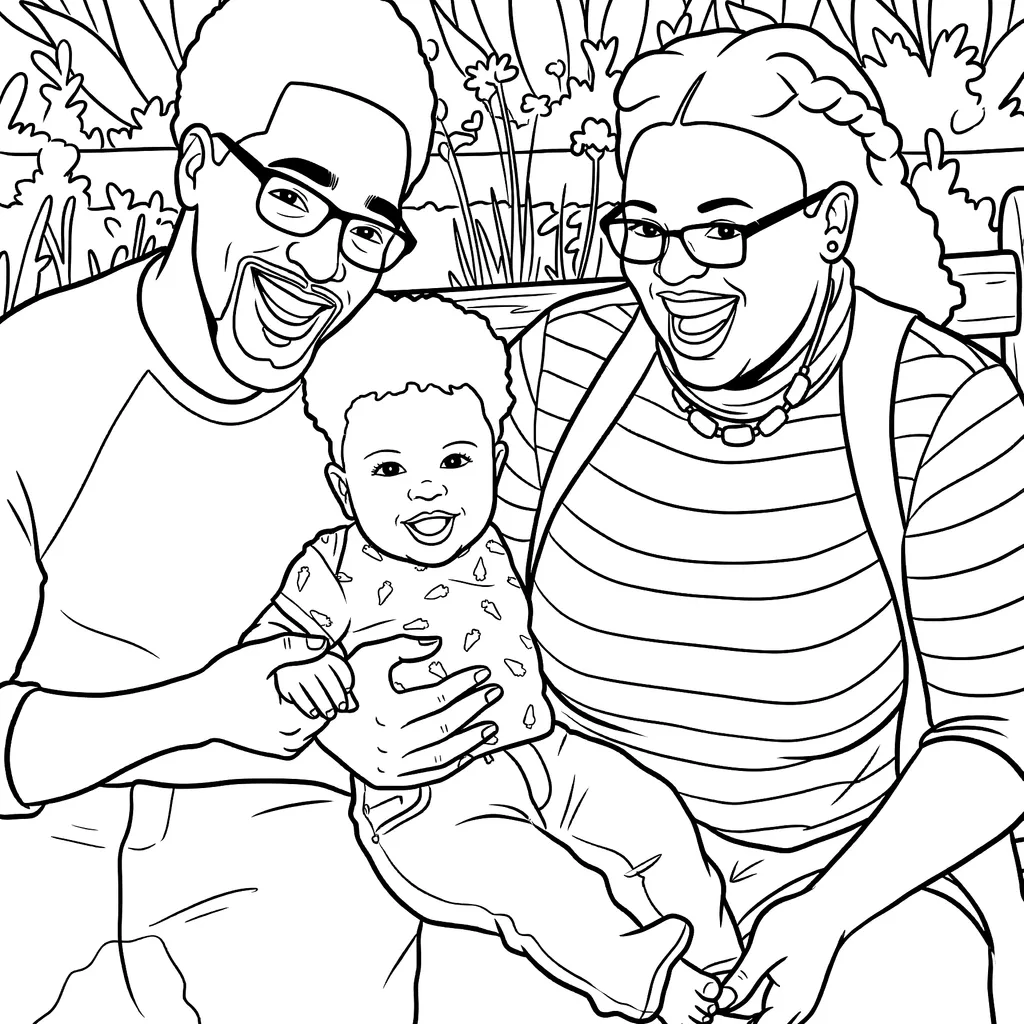 A cartoon style coloring page
