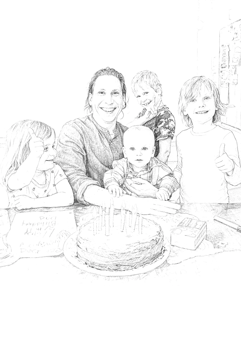 A pencil-sketch style coloring page