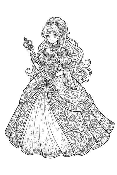 Sparkling Princess Gown Coloring Page