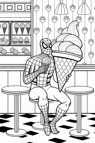 Spider-Man Enjoying Ice Cream on the Rooftop