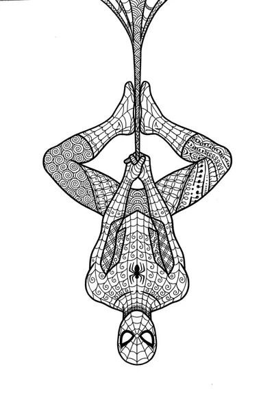 Spiderman’s Upside Down Hang Coloring Page