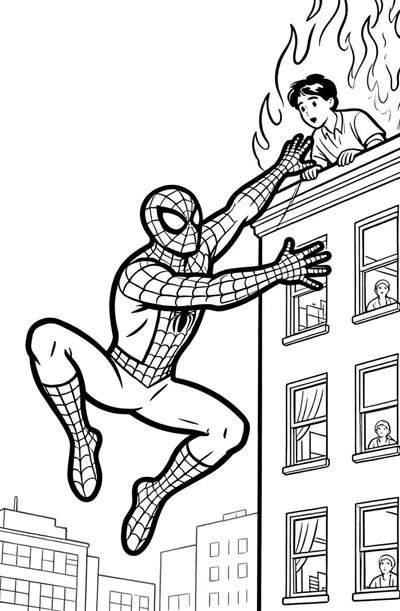 Spiderman Saves the Day Coloring Page