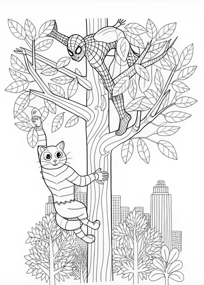 Spider-Man Swinging Through Trees