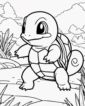 A coloring page of Squirtle