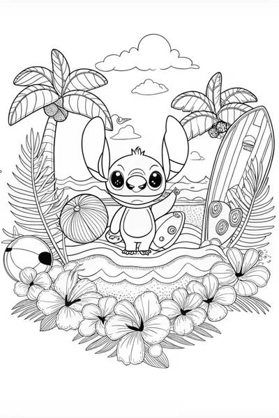 Stitch in the Garden Coloring Fun