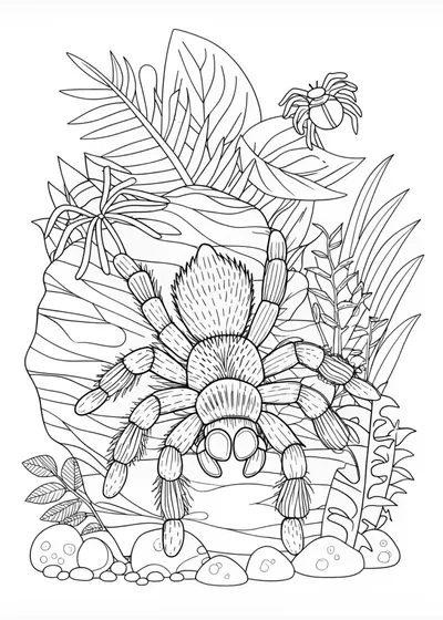 Giant Tarantula in the Mountains Coloring Page