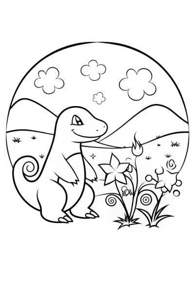 Charizard’s Garden of Dreams Coloring Page