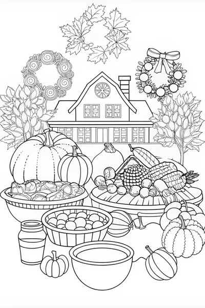 Thanksgiving Harvest Celebration Coloring Page