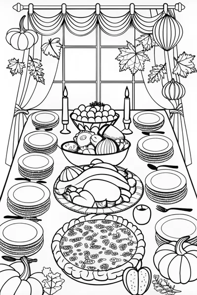 Thanksgiving Feast Coloring Page
