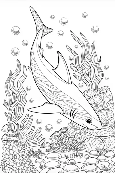 Great White Shark’s Ocean Adventure Coloring Page