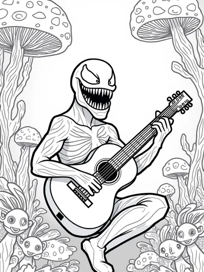 Venom playing music in the forest