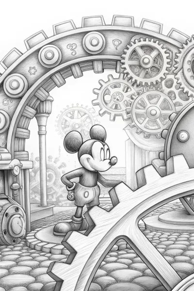 Mickey Mouse in a clockwork city
