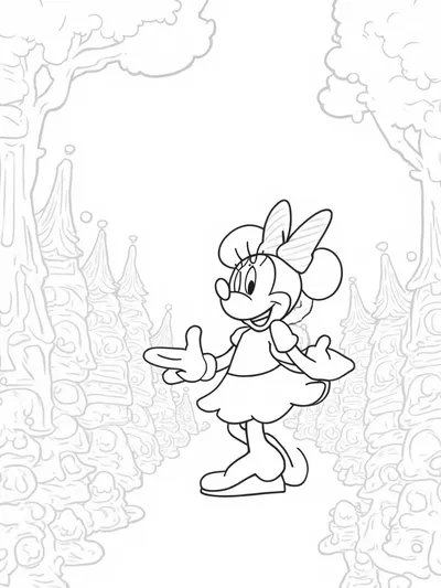 Minnie Mouse in a candy forest