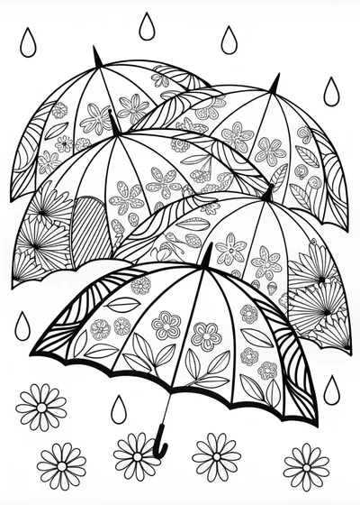 Umbrella Blossoms in the Spring Rain