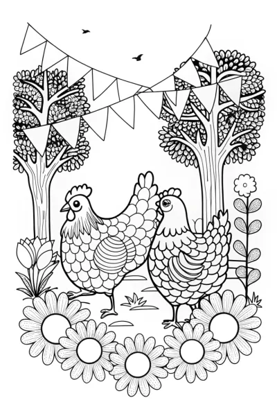 Chickens at a garden festival