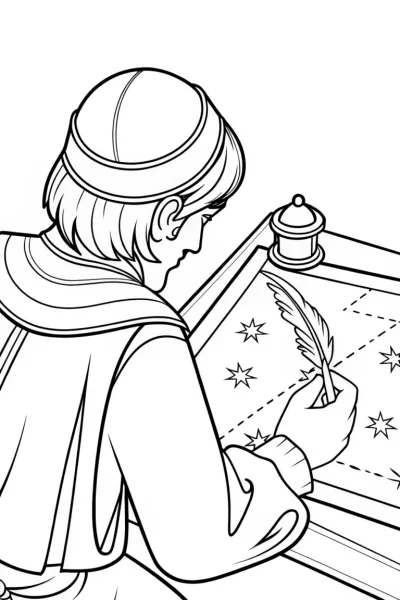 Cartographer sketching stars