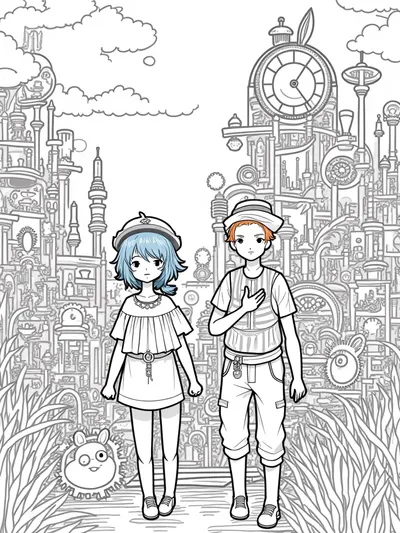 Anime explorers in a mechanical wonderland