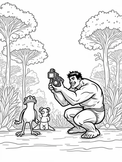 Hulk taking photos in alien jungle