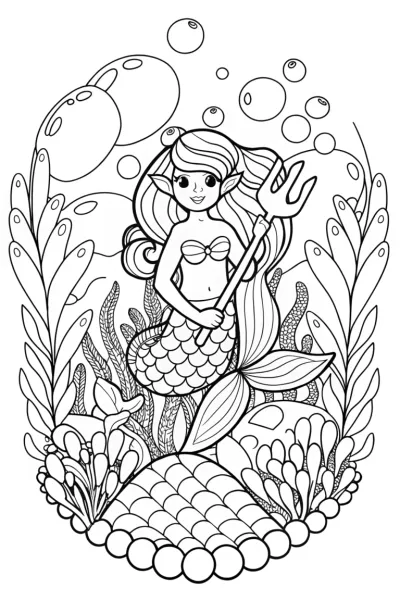 Little Mermaid gardening in a bubble