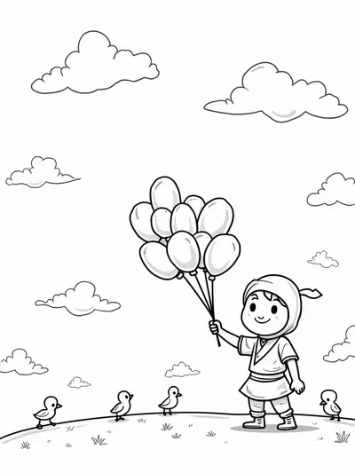 Ninja creating balloon animals