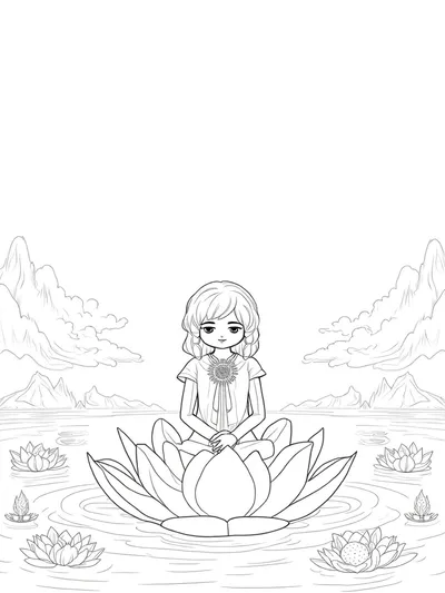 Demon Slayer meditating on a lotus