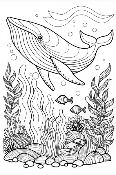 Whale’s Ocean Dance Coloring Page