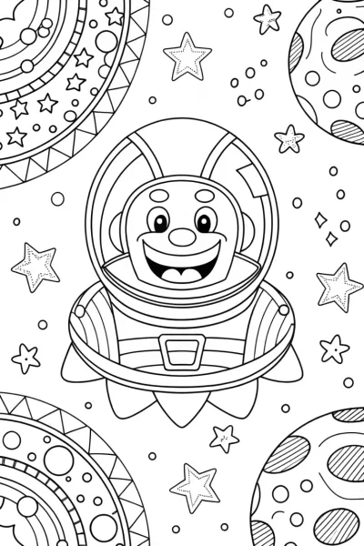 Creeper’s Cosmic Adventure Coloring Page