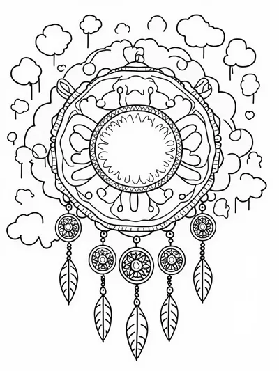 Floating dreams mandala coloring page