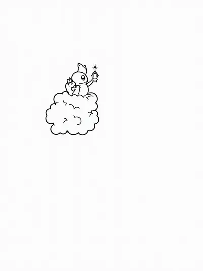 Charmander riding a fluffy cloud