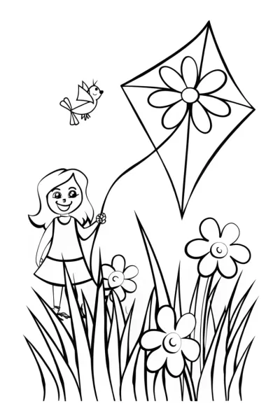 Jasmine’s Whimsical Kite Adventure Coloring Page