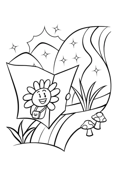 Flower Explorers’ Quest Coloring Page
